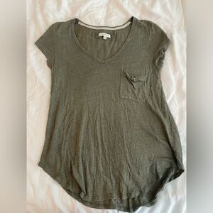 Olive Green Women's V-Neck Top